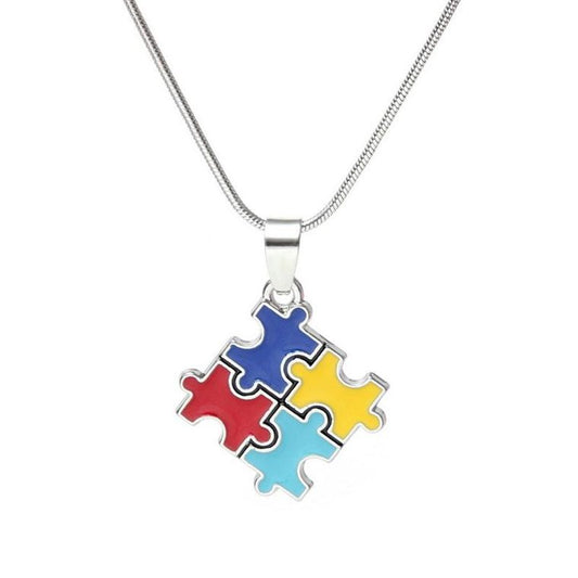 Autism Awareness Puzzle Pendant Necklace